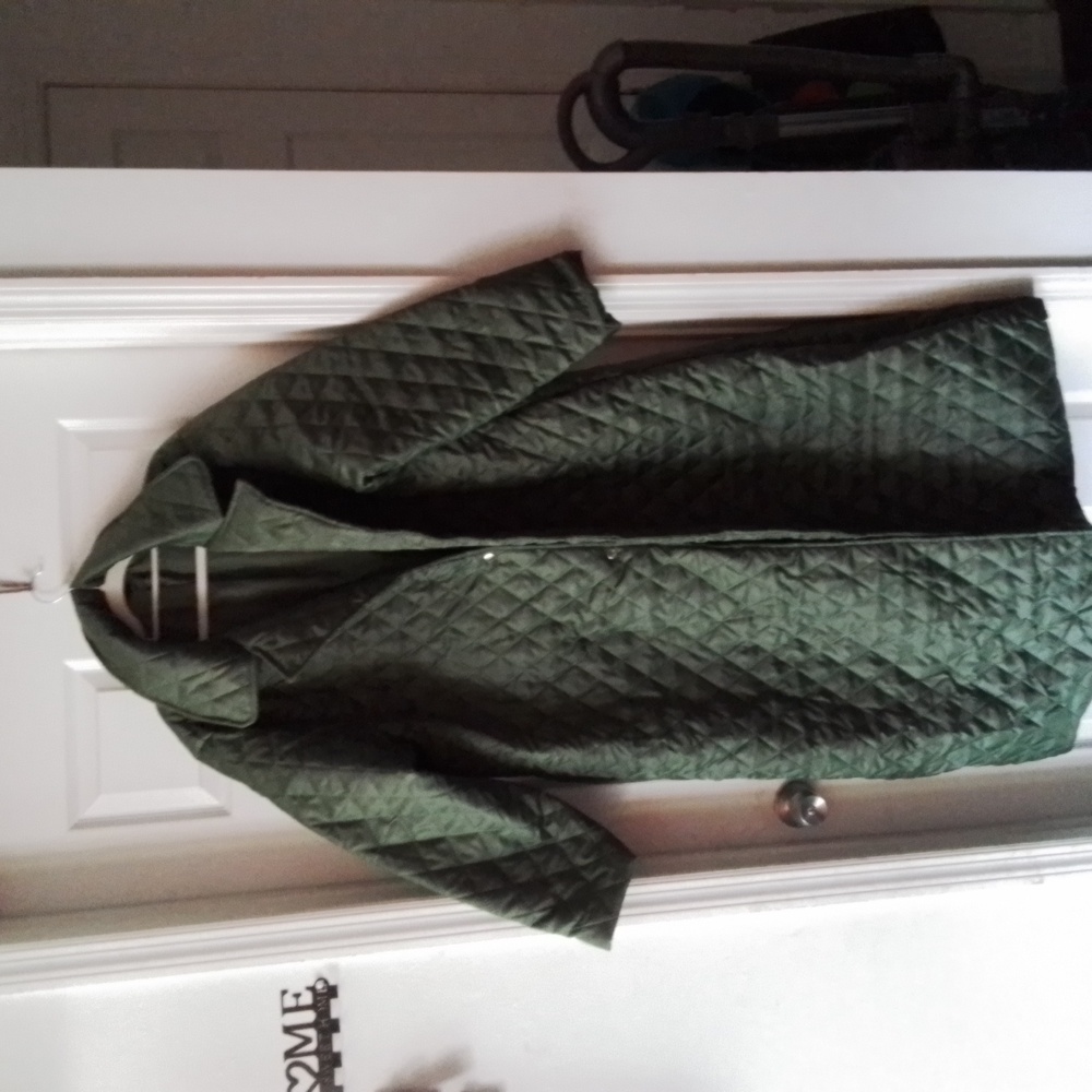 Olive Green Long Solid Quilted Coat